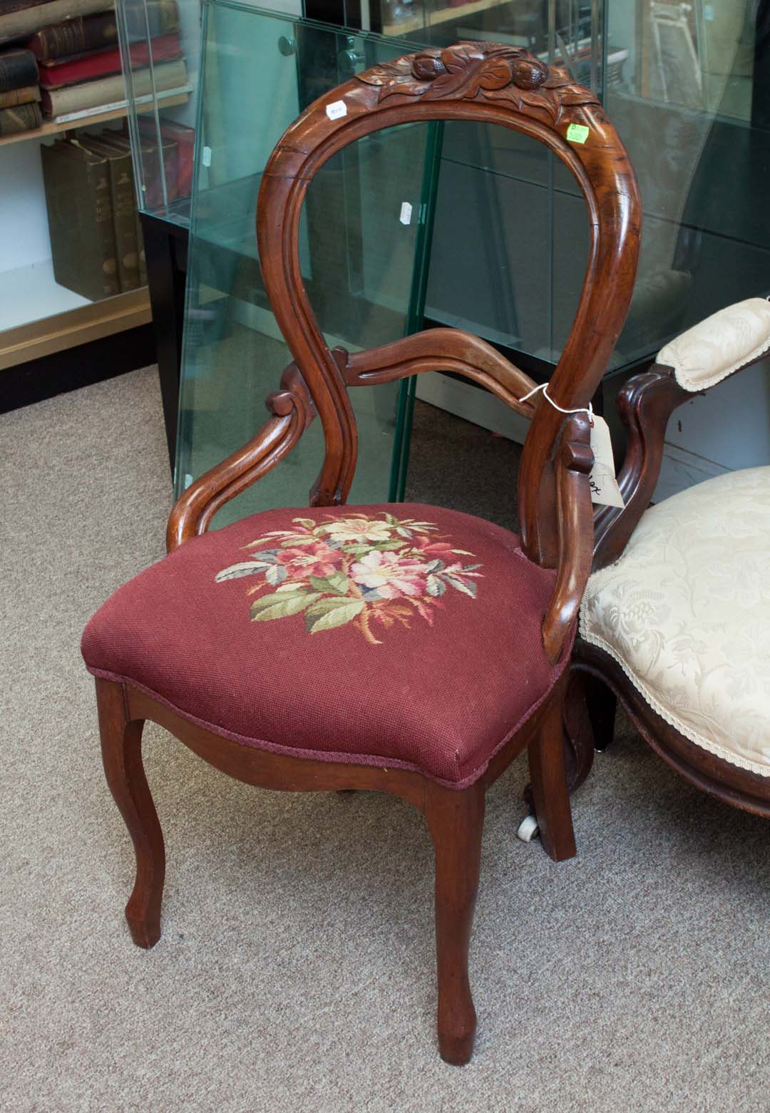 Appraisal: Victorian side chair with needlepoint seat