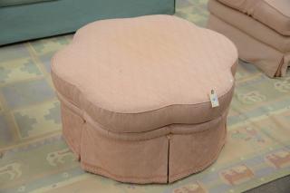 Appraisal: Custom upholstered pouf with shaped form ht in dia in