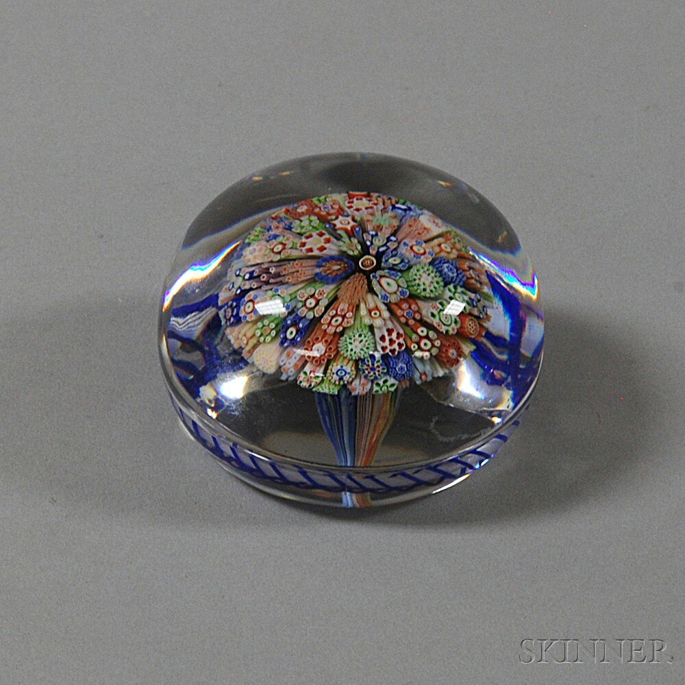 Appraisal: Antique Pom-pom Art Glass Paperweight France c with pom-pom and