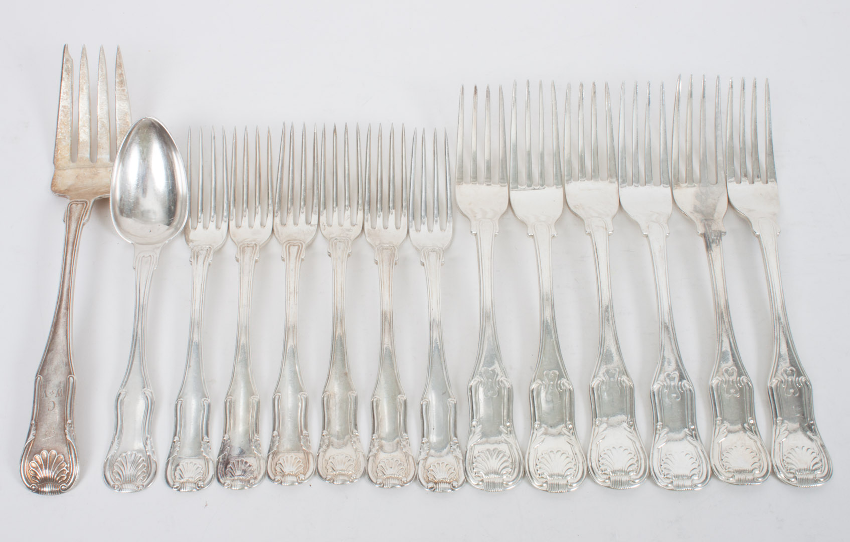 Appraisal: Twelve Stieff Kirk sterling silver forks circa King pattern in