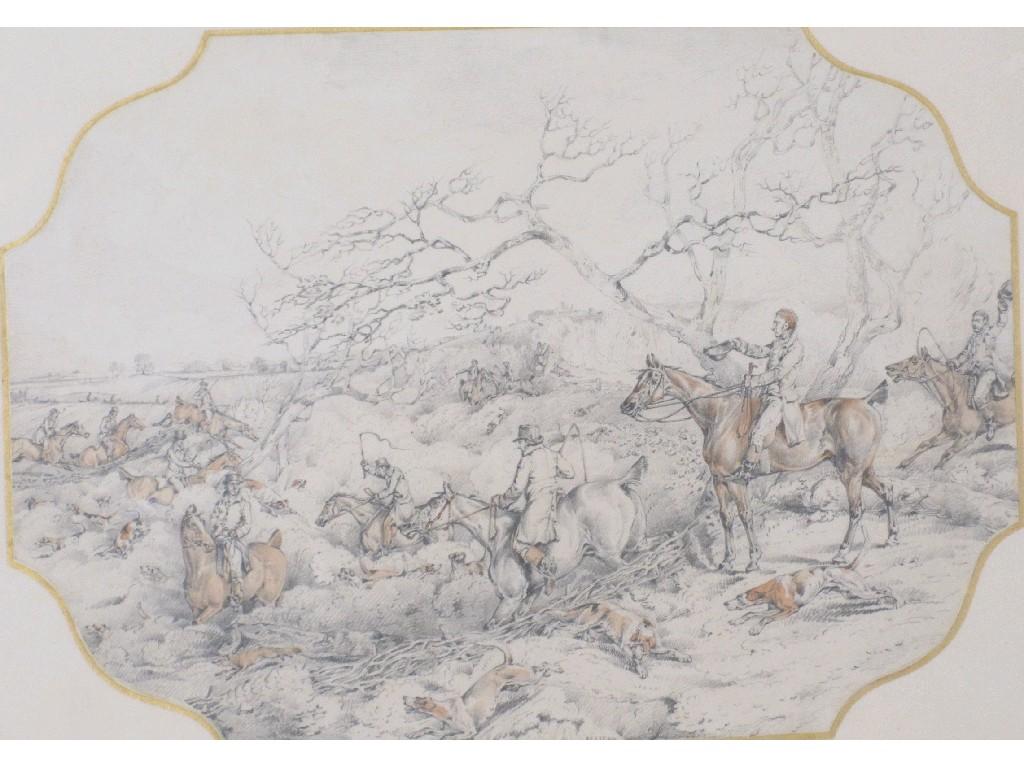 Appraisal: HENRY ALKEN - Hunting Subjectssigned 'H Alken'pencil heightened with watercolourshaped