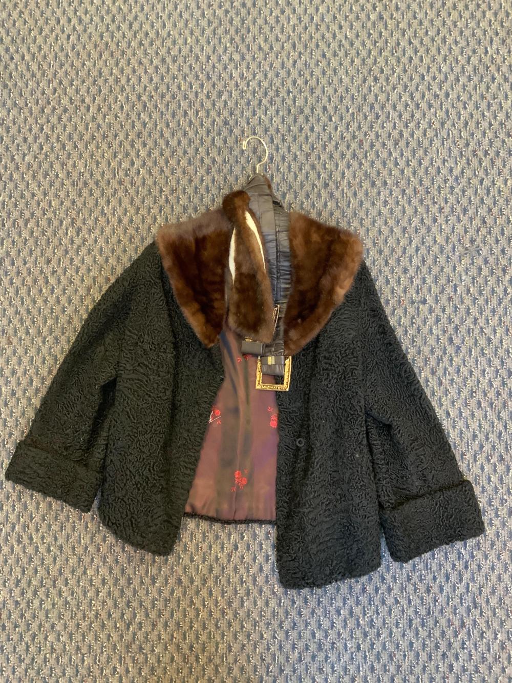 Appraisal: Persian Lamb Jacket with Mink Collar L in cm