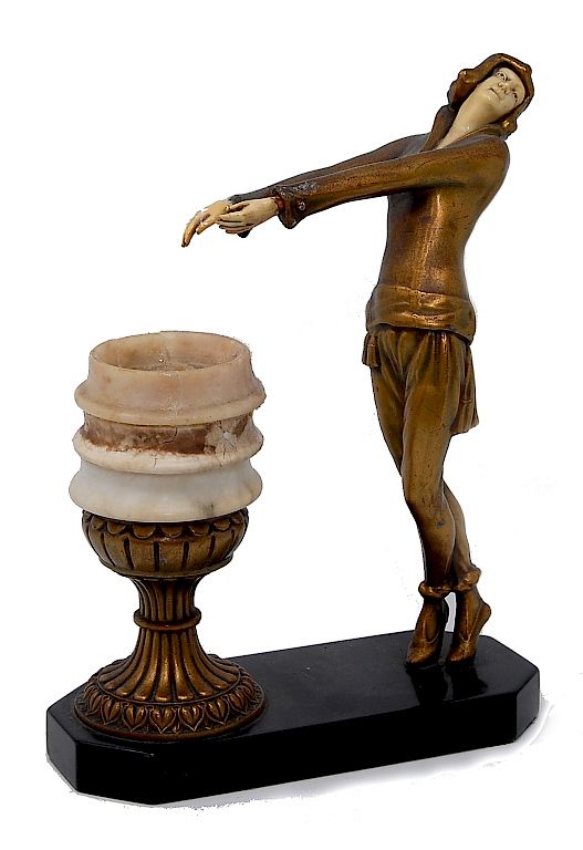 Appraisal: Art Deco Dancer Marble Lamp Art Deco Dancer Marble Lamp