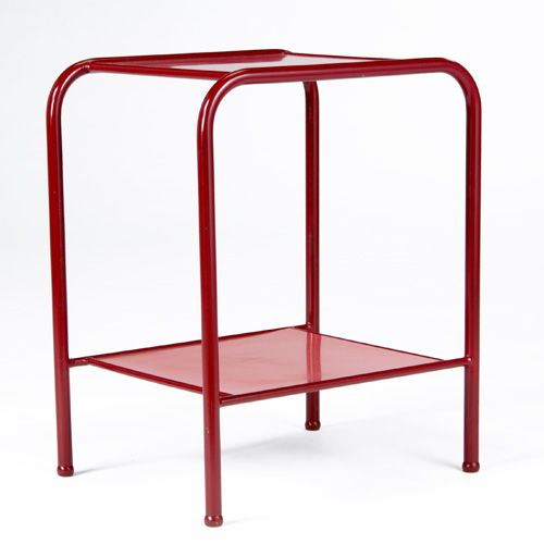 Appraisal: JEAN PROUVE Two-tier occasional table with red enameled metal frame