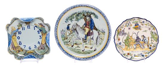 Appraisal: Sale Lot A Group of Three Quimper Pottery Plates comprising