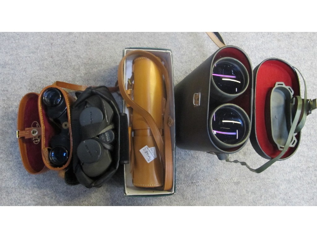 Appraisal: Seeadler binoculars x Gray Co hunting telescope in leather case