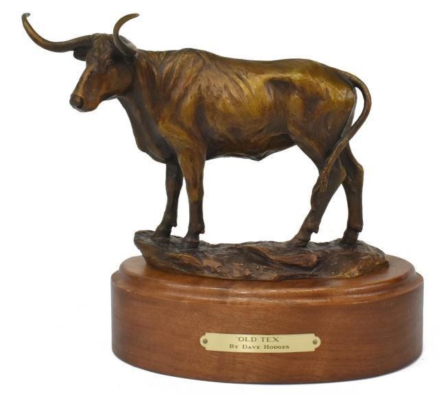 Appraisal: Western bronze sculpture Old Tex signed Hodges Dave Hodges Montana