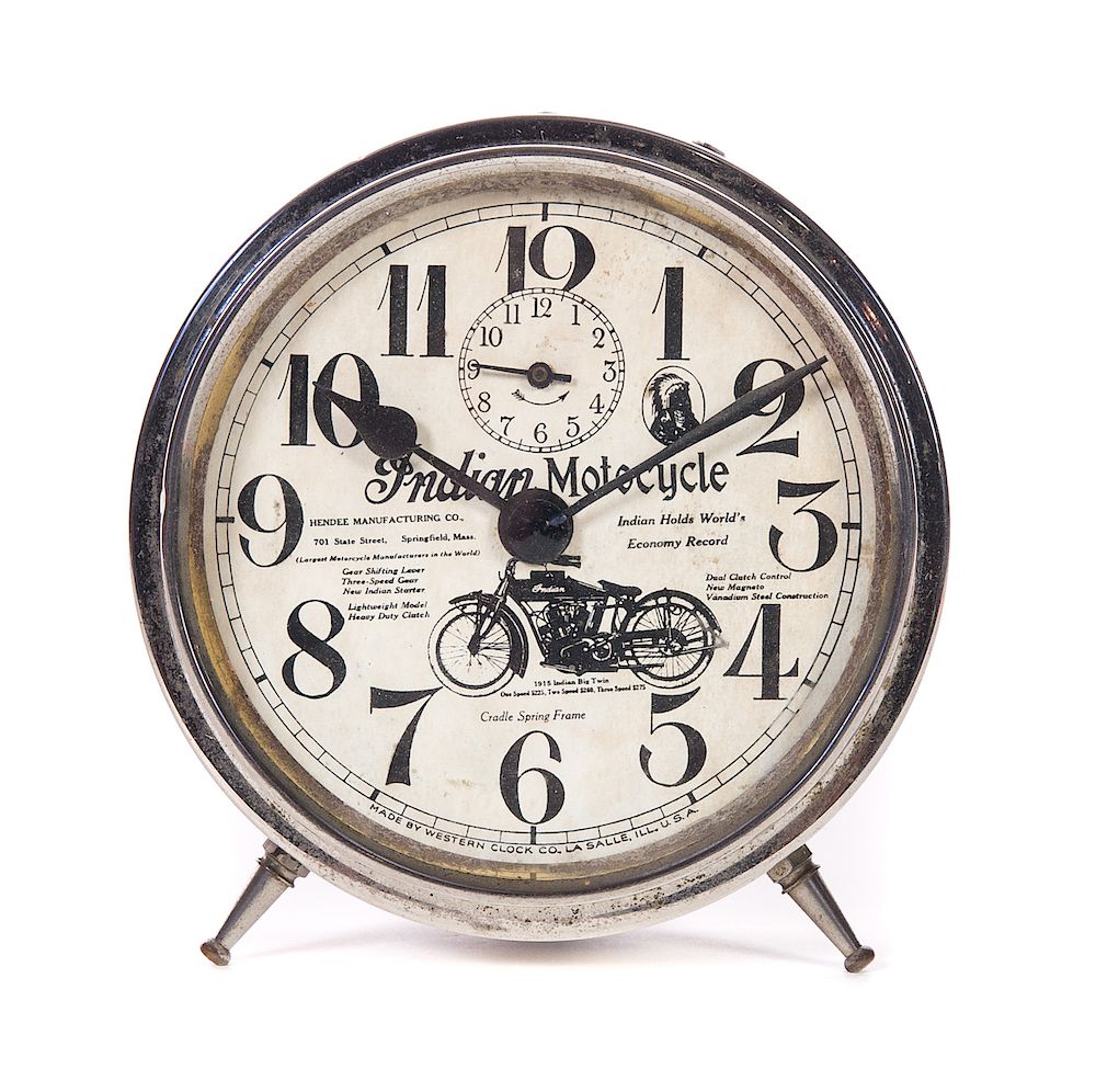 Appraisal: Indian Motorcycle Advertising Clock Measures tall x wide Not in