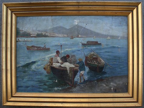 Appraisal: ITALIAN BAY OF NAPLES PAINTING '' x '' no visible