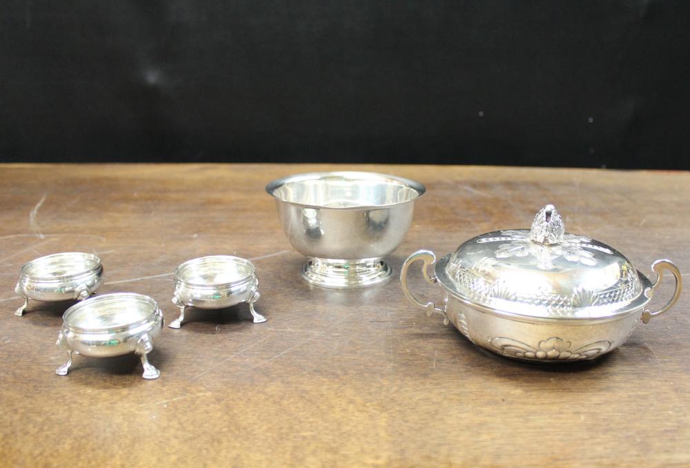 Appraisal: FIVE STERLING SILVER HOLLOWWARE ITEMS comprised of lidded bowl of