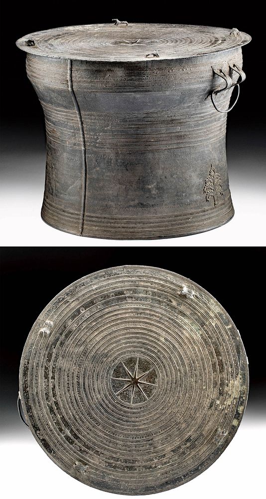 Appraisal: Exhibited th C Burmese Leaded Bronze Drum - Art Loss