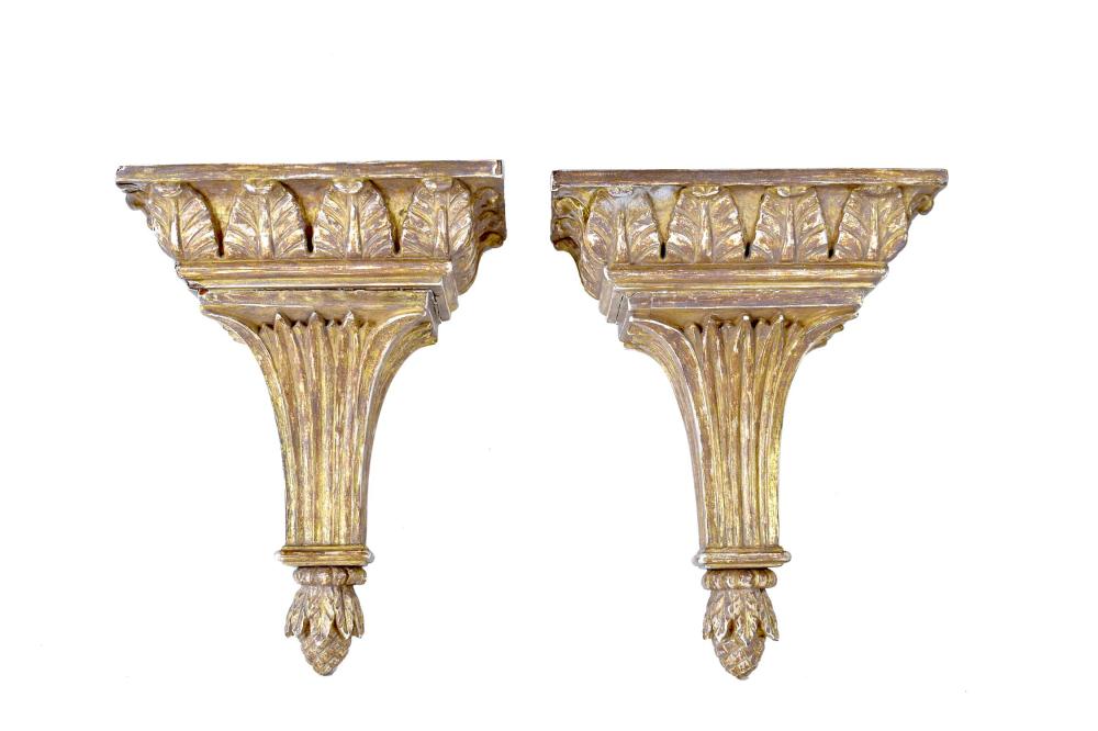 Appraisal: PAIR OF GEORGE III STYLE GILTWOOD BRACKETSEarly to mid- th