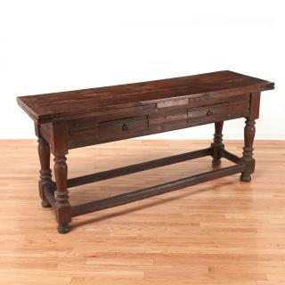 Appraisal: Early European walnut extension refectory table Early European walnut extension