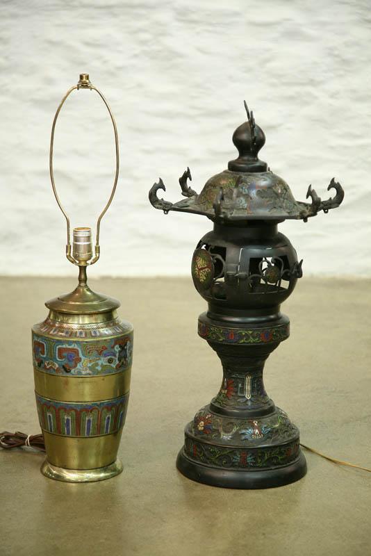 Appraisal: TWO CLOISONNE TABLE LAMPS Asia late th and th century