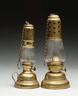 Appraisal: Lot Of Brass Skaters Lanterns Lot of two brass skaters