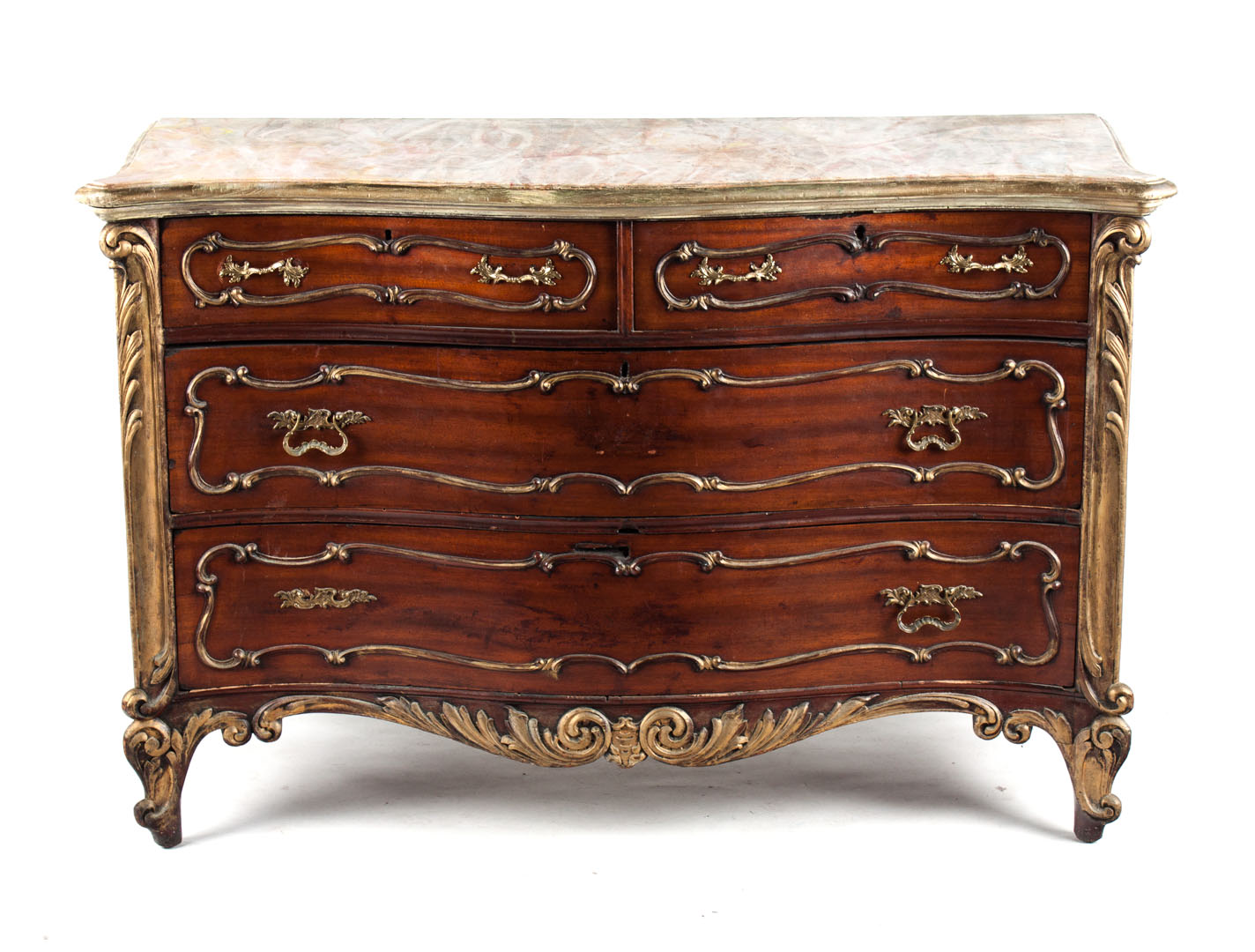 Appraisal: Louis XV style gilt and painted wood commode serpentine front