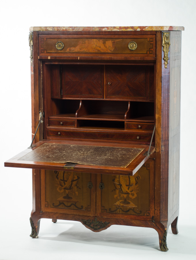 Appraisal: LOUIS XV STYLE INLAID SECRETAIRE A ABATTANT Continental th century