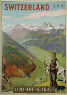 Appraisal: BILLE Edmond Color Lithograph Switzerland Linthal Glarus Poster Signed lower