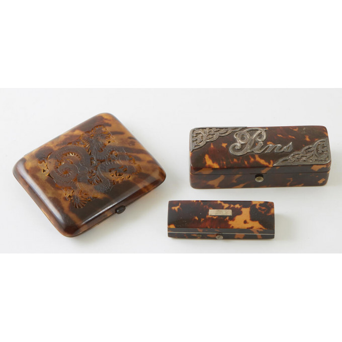 Appraisal: Three Small Tortoise Shell Boxes late th c consisting of