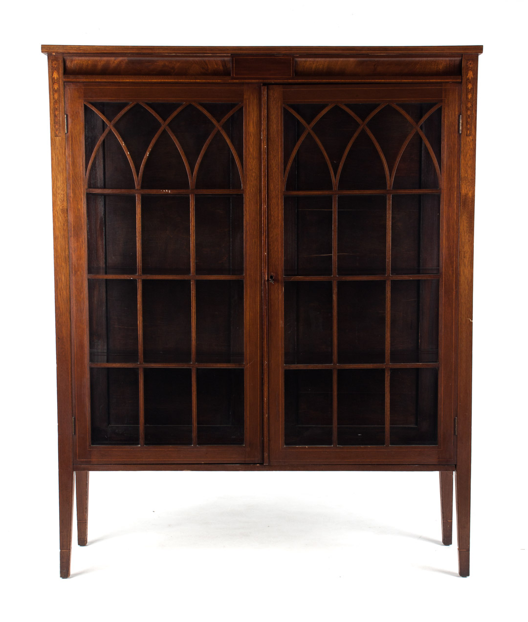 Appraisal: Edwardian mahogany china cabinet early th century mahogany with stringer