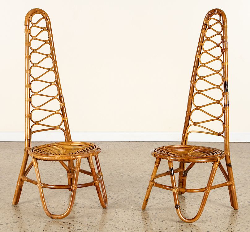 Appraisal: PAIR ITALIAN RATTAN CHAIRS S-FORM BACKS C A pair of