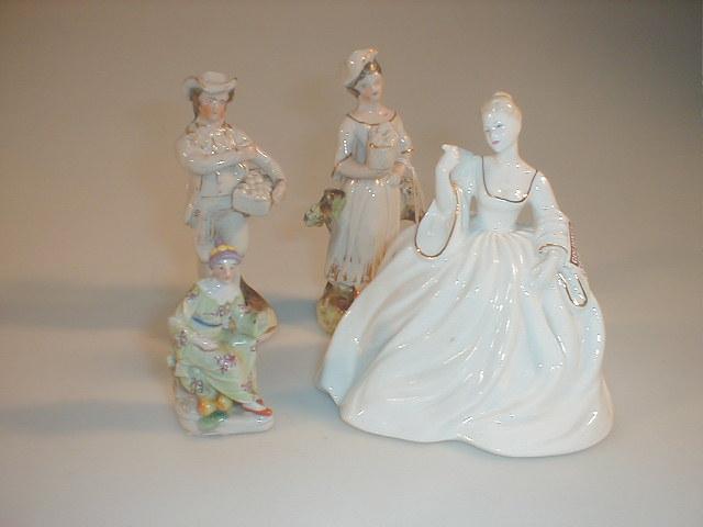 Appraisal: Two German porcelain figures of flower sellers high a Coalport