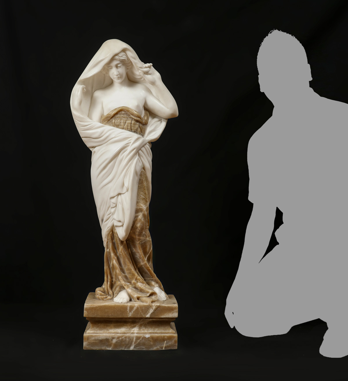 Appraisal: CARVED MARBLE SCULPTURE AFTER BARRIAS After Nature Revealing Herself Before