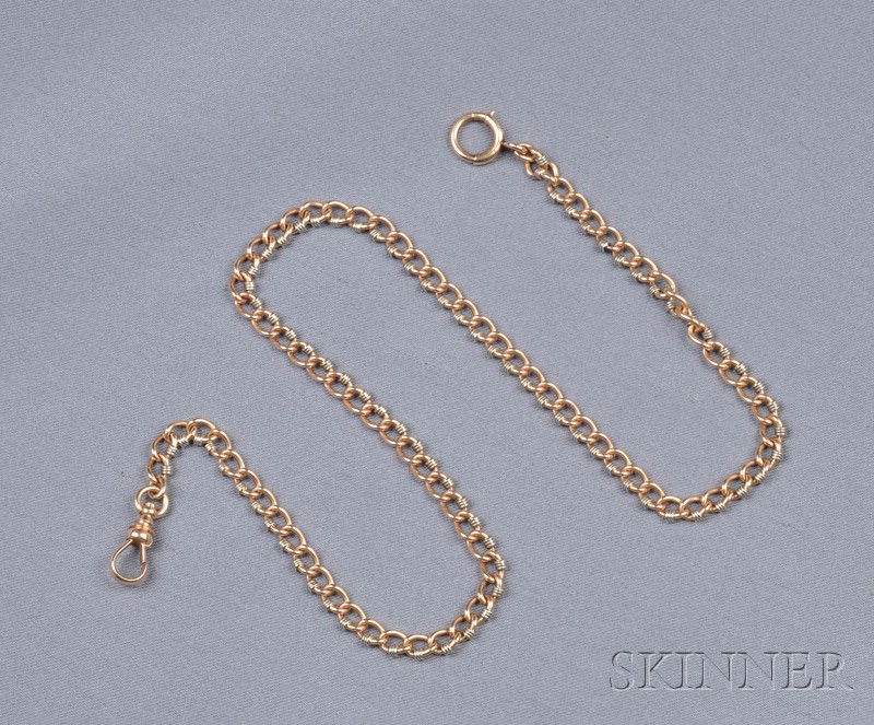 Appraisal: Antique kt Gold and Platinum Watch Chain composed of fancy