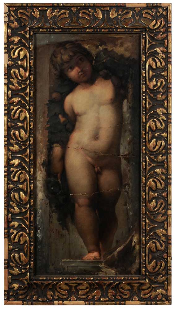 Appraisal: American School early th century Trompe l'oeil of a Putto