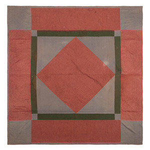 Appraisal: An Amish Diamond in the Square Pieced Wool Quilt Possibly