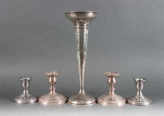 Appraisal: Five American weighted sterling silver table articles by various makers