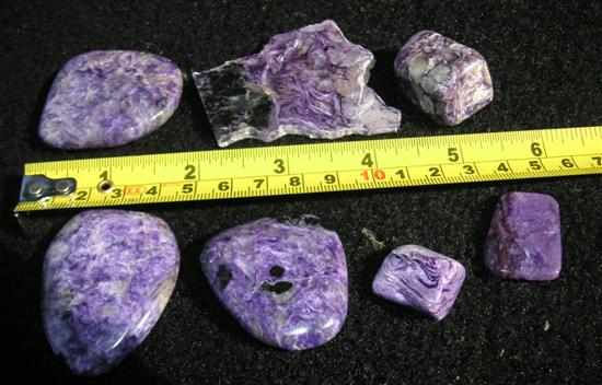 Appraisal: SEVEN POLISHED CHAROITE USSR