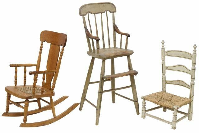 Appraisal: lot of American children's chairs comprising oak rocking chair c