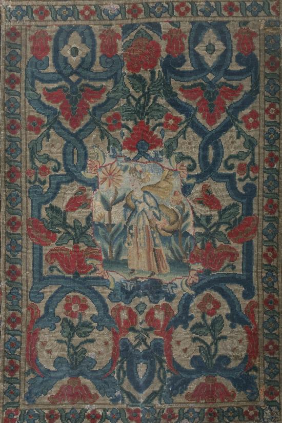 Appraisal: ENGLISH NEEDLEWORK PICTURE th - th century Tapestry ground worked