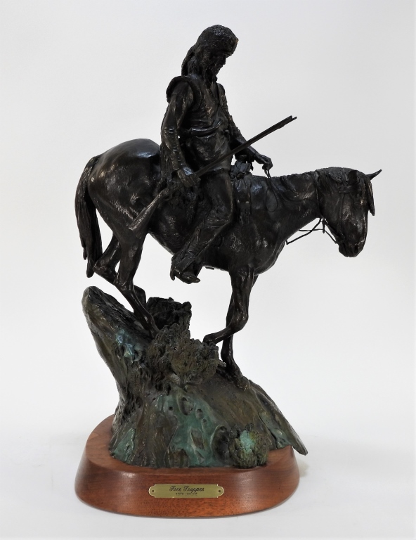 Appraisal: KEITH CHRISTIE WESTERN TRAPPER BRONZE SCULPTURE California Minnesota - Depicts