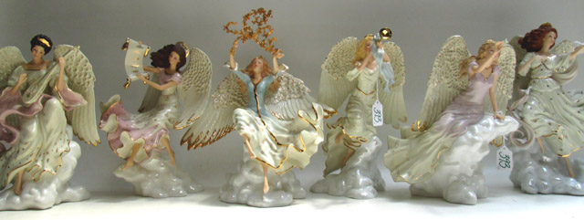 Appraisal: SIX LENOX CERAMIC FIGURINES Millennium Messenger Heaven's Millennium Melody Millennium