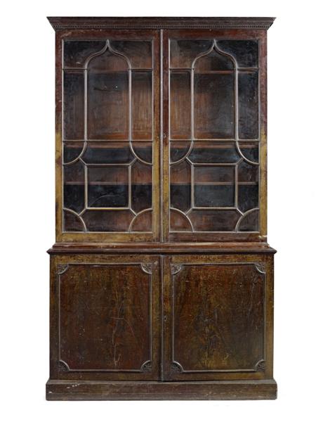 Appraisal: GEORGE III MAHOGANY LIBRARY BOOKCASE CIRCA the dentil cornice above