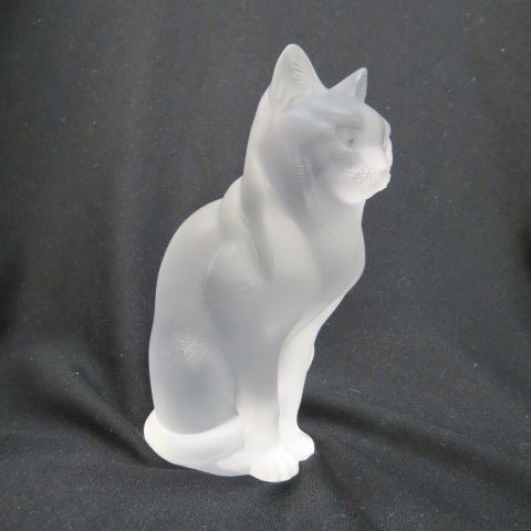 Appraisal: Lalique Crystal Figurine of a Cat seated frosted excellent