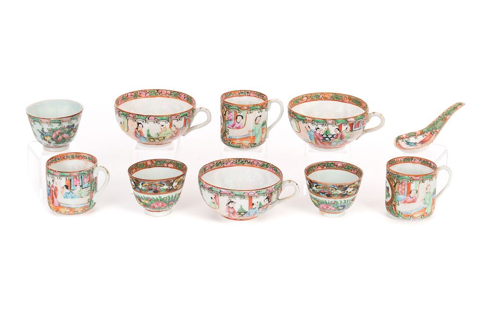 Appraisal: Misc Rose Medallion Items Tea Cups Bowls Rose medallion cups