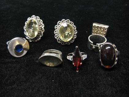 Appraisal: Group of eight multi gem set lady's rings All set