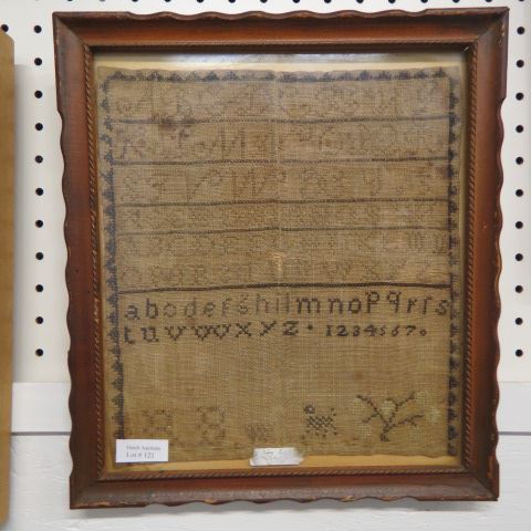 Appraisal: th Century Sampler alaphabet numbers dog floral initialed H B