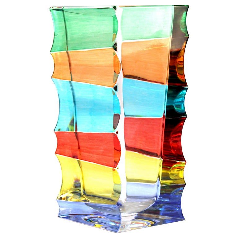 Appraisal: Italian Venetian Modern Multicolor Glass Vase Italian Venetian modern glass