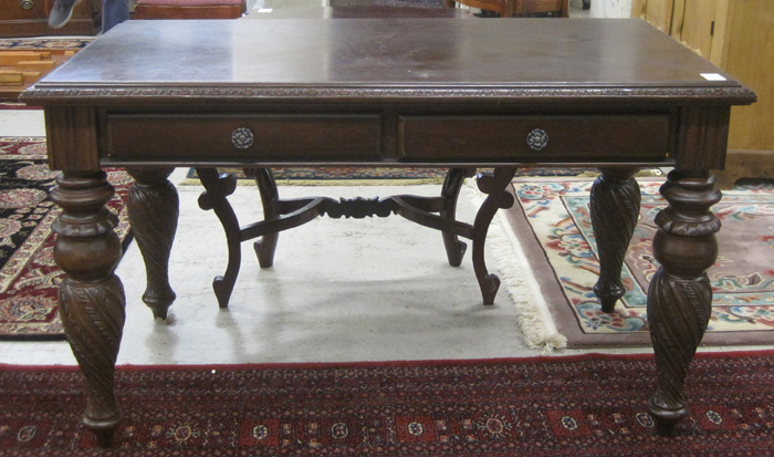 Appraisal: A MAHOGANY LIBRARY TABLE antique reproduction recent the rectangular top