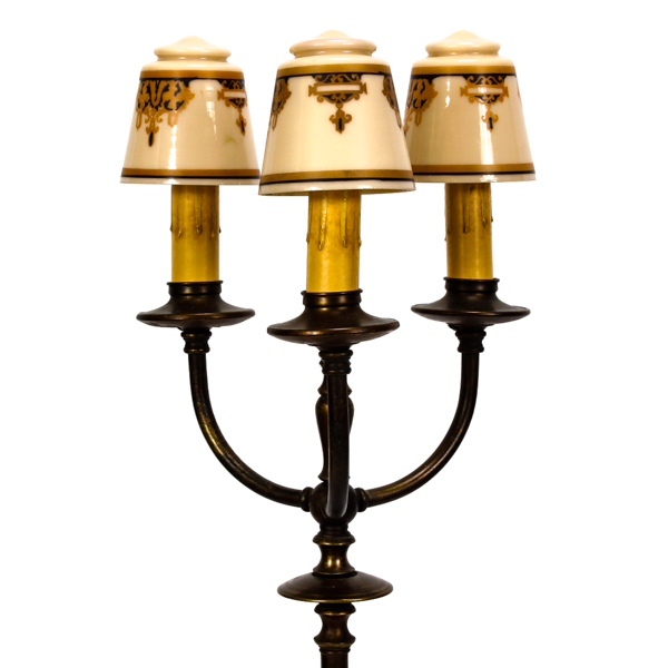 Appraisal: Antique light floor Lamp with custard glass candle shades H