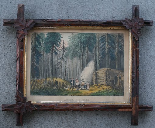 Appraisal: PERIOD CURRIER IVES LITHOGRAPH ''AMONG THE PINES'' '' x ''