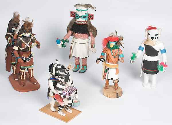 Appraisal: Hopi Katsinas lot of including a pair of Snake Dancers