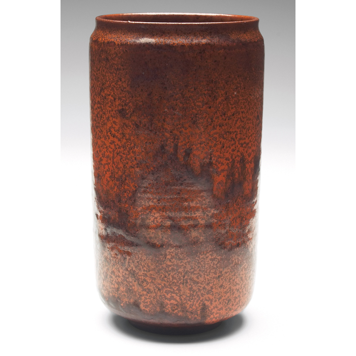 Appraisal: Natzler vase cylindrical shape with indented lip covered in a