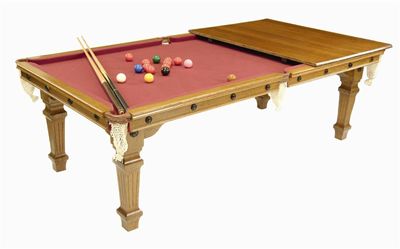 Appraisal: An E J Riley oak quarter size snooker dining table