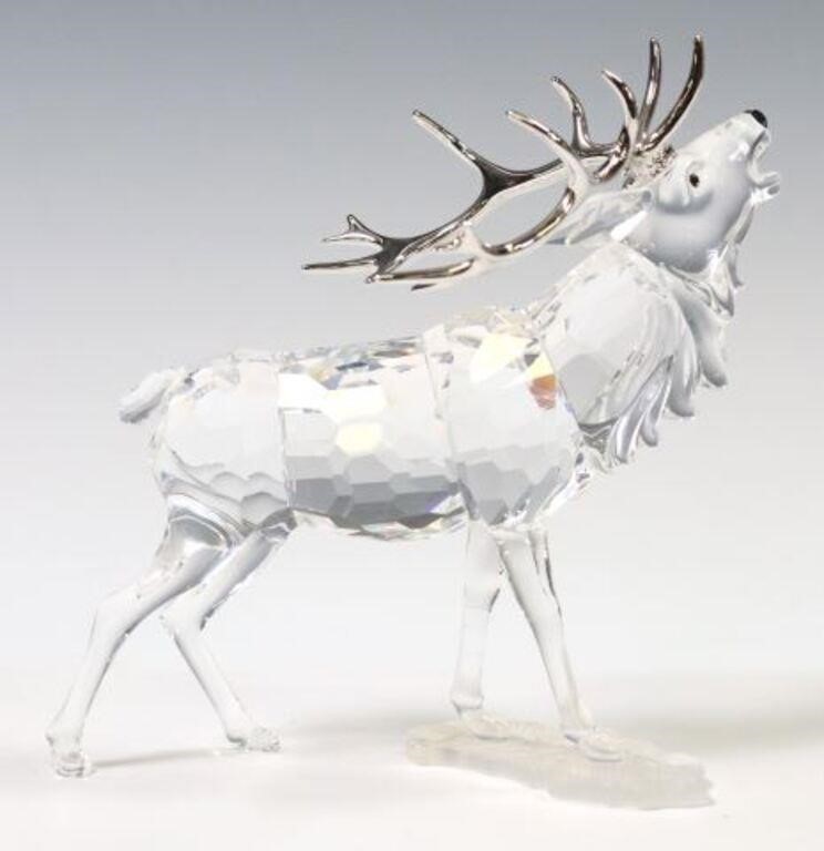 Appraisal: CRYSTAL STAG SILVER-TONE ANTLERS LIKELY SWAROVSKICrystal stag likely Swarovski having