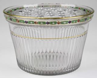 Appraisal: rare Heisey enameled border fluted Colonial centerpiece bowl w flower